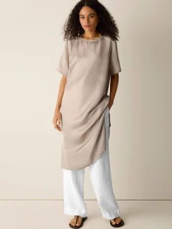 Lightweight Satin Shimmer Tee Dress