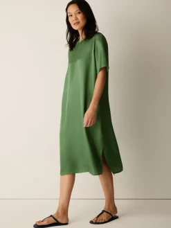 Lightweight Satin Shimmer Tee Dress