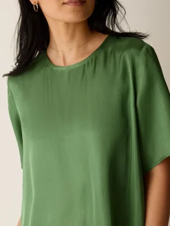 Lightweight Satin Shimmer Tee Dress