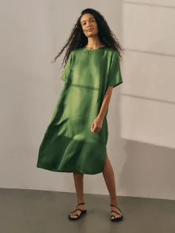 Lightweight Satin Shimmer Tee Dress
