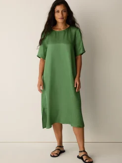 Lightweight Satin Shimmer Tee Dress