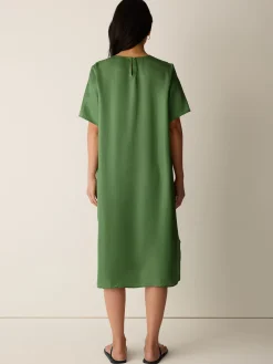 Lightweight Satin Shimmer Tee Dress