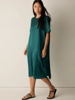 Lightweight Satin Shimmer Tee Dress