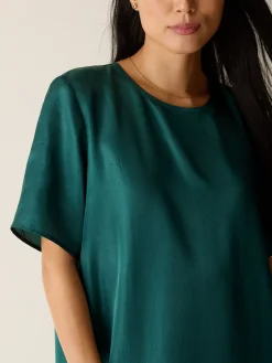 Lightweight Satin Shimmer Tee Dress
