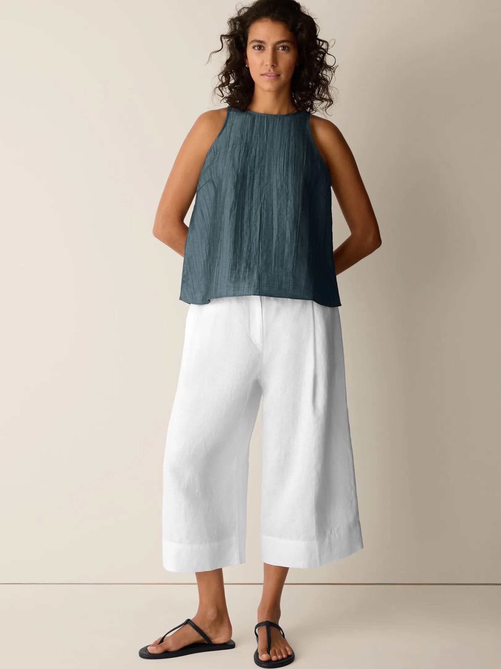 Linen Sheen Halter Neck Top