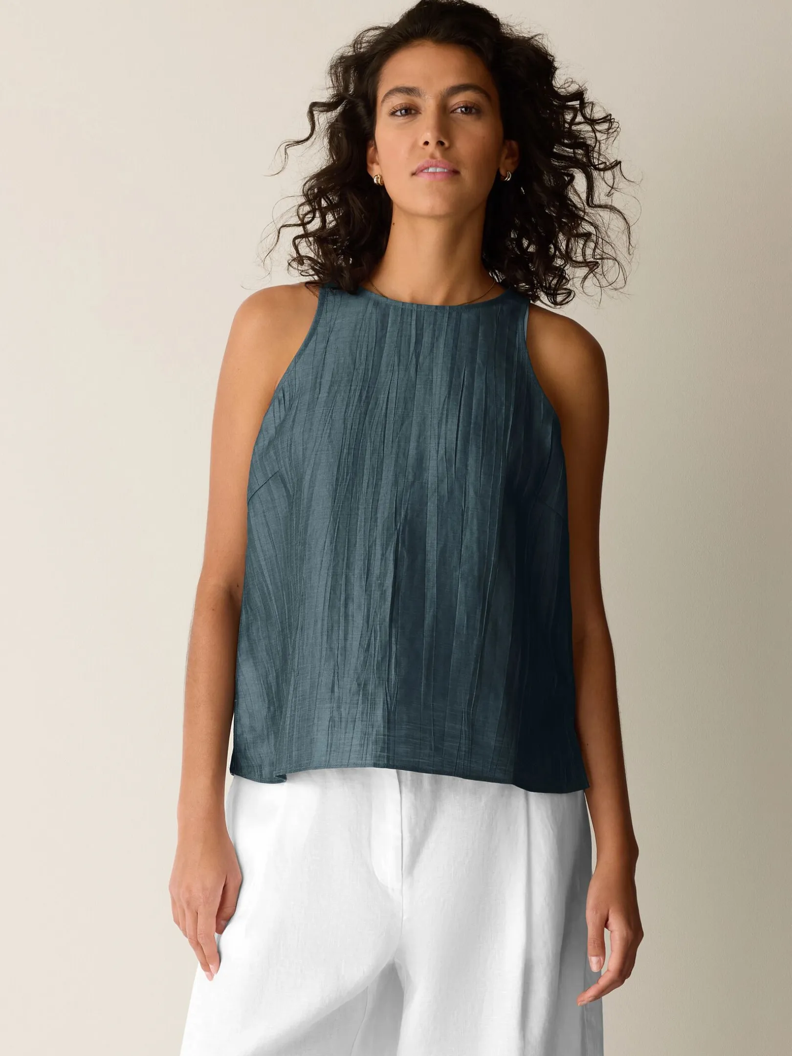 Linen Sheen Halter Neck Top