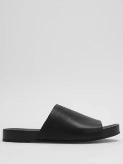 Mask Tumbled Leather Slide Sandal
