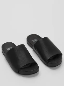 Mask Tumbled Leather Slide Sandal