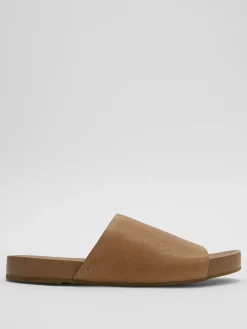 Mask Tumbled Leather Slide Sandal