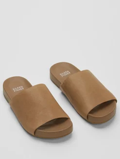 Mask Tumbled Leather Slide Sandal