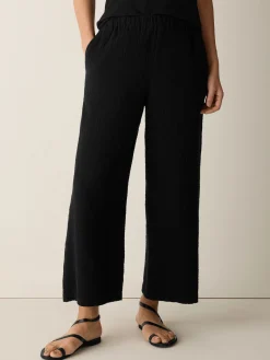 Organic Cotton Doubleweave Wide-Leg Pant