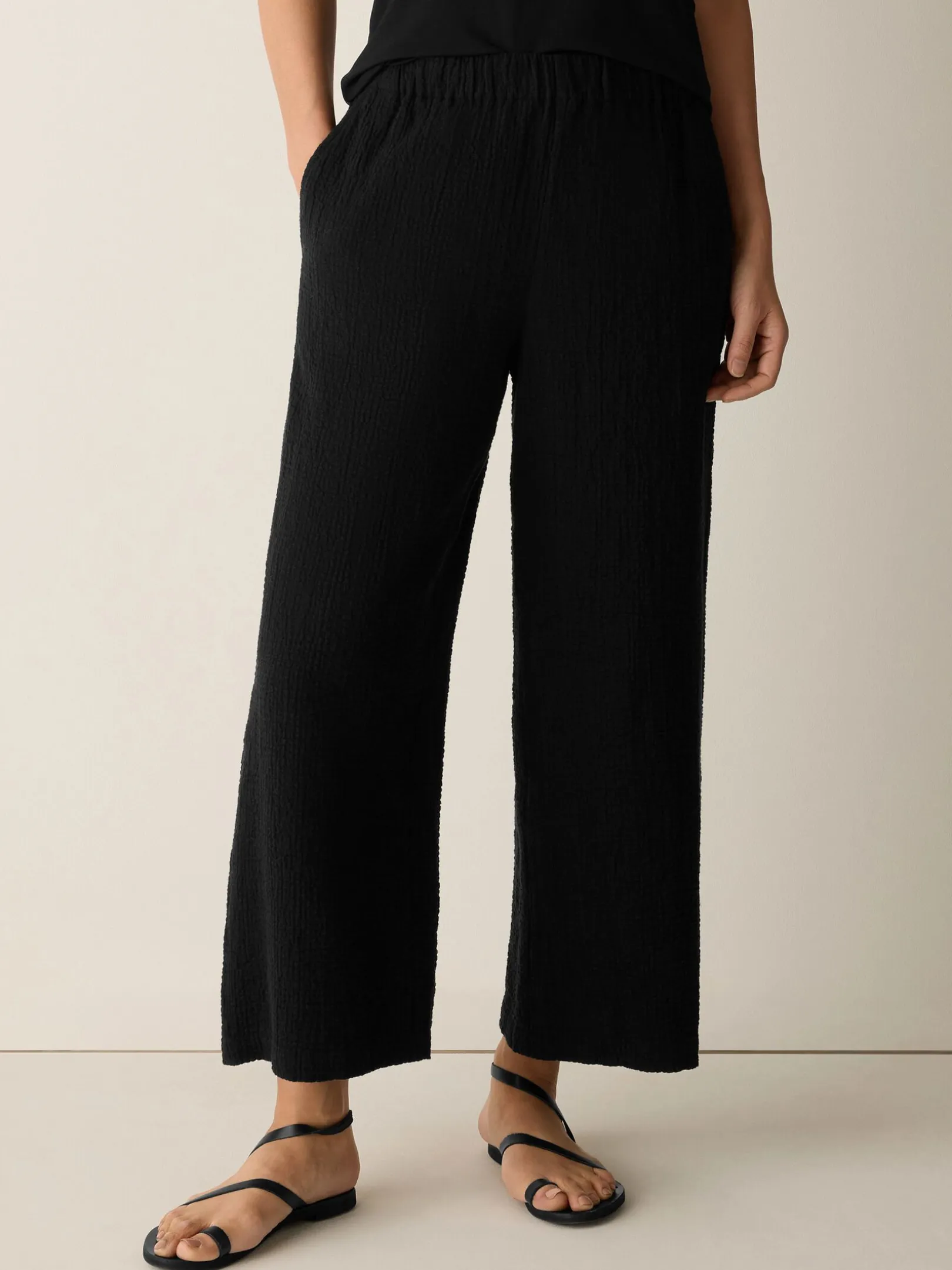 Organic Cotton Doubleweave Wide-Leg Pant