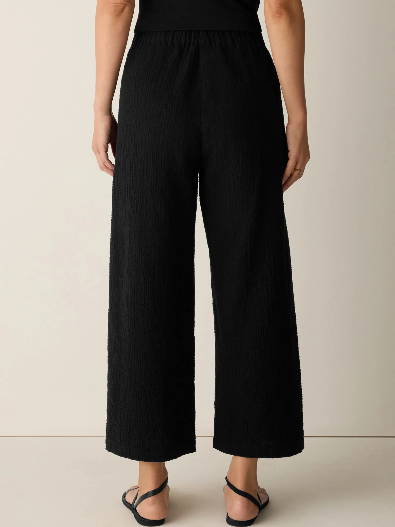Organic Cotton Doubleweave Wide-Leg Pant