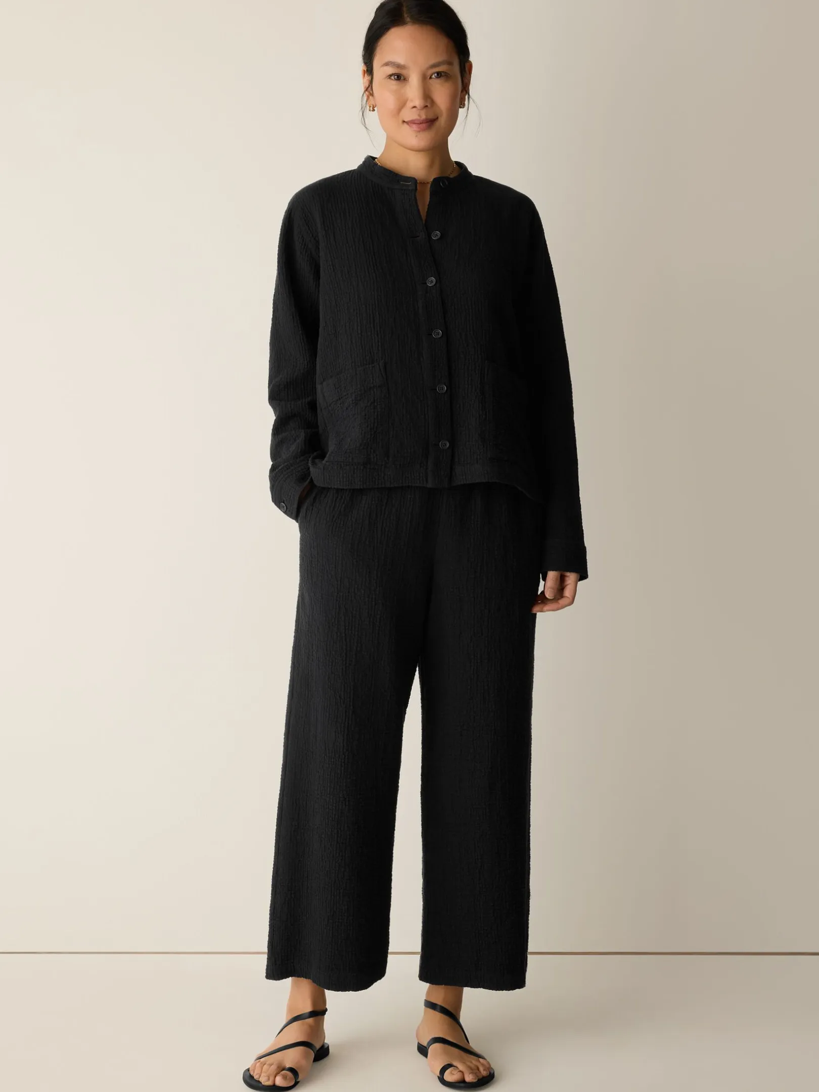 Organic Cotton Doubleweave Wide-Leg Pant