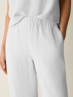 Organic Cotton Doubleweave Wide-Leg Pant