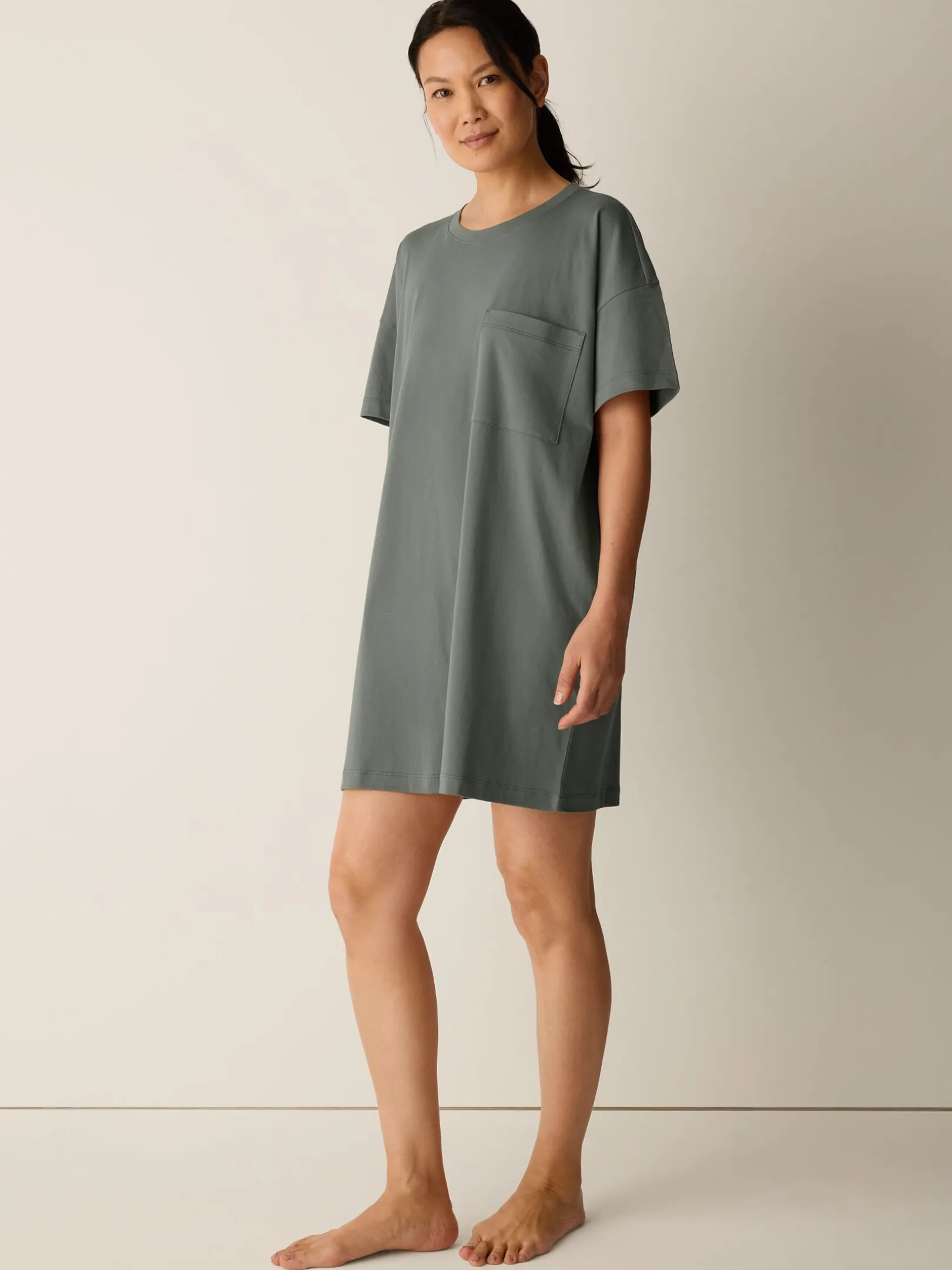 Organic Cotton Interlock Crew Neck Sleep Dress