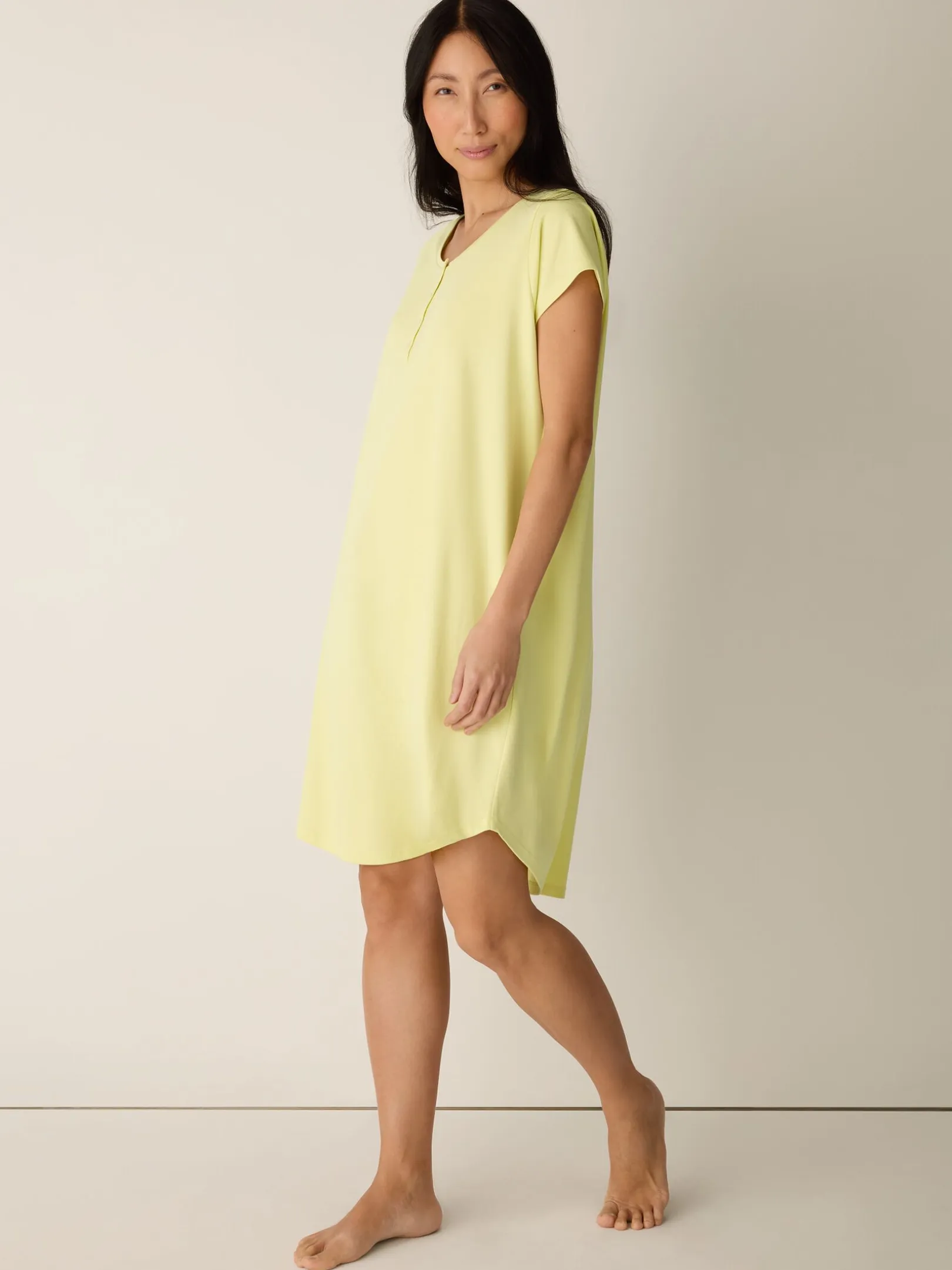 Organic Cotton Interlock Henley Sleep Dress