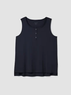 Organic Cotton Interlock Henley Sleep Tank