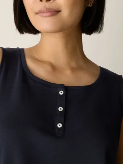 Organic Cotton Interlock Henley Sleep Tank