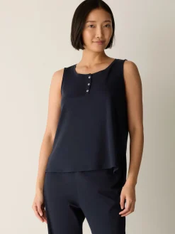 Organic Cotton Interlock Henley Sleep Tank