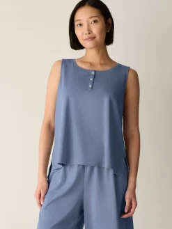 Organic Cotton Interlock Henley Sleep Tank
