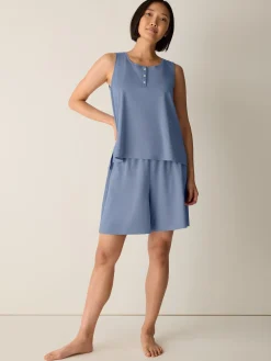 Organic Cotton Interlock Henley Sleep Tank