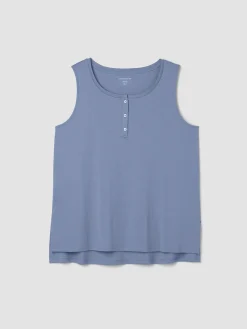 Organic Cotton Interlock Henley Sleep Tank