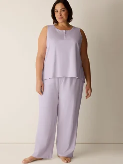 Organic Cotton Interlock Henley Sleep Tank