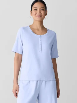 Organic Cotton Interlock Henley Sleep Top