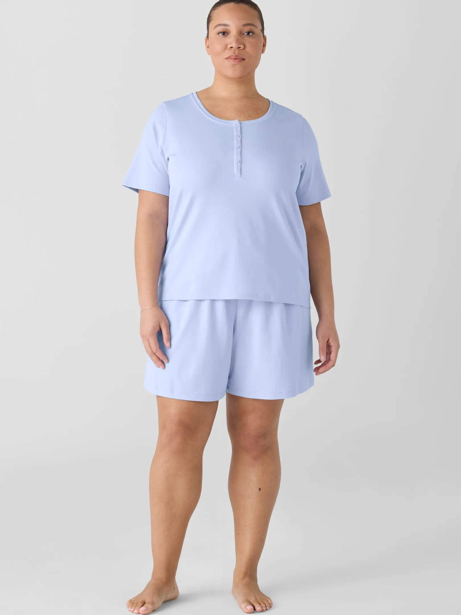 Organic Cotton Interlock Henley Sleep Top