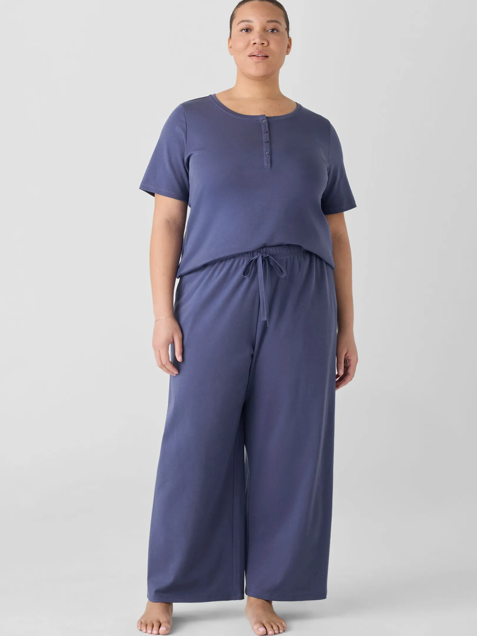 Organic Cotton Interlock Henley Sleep Top