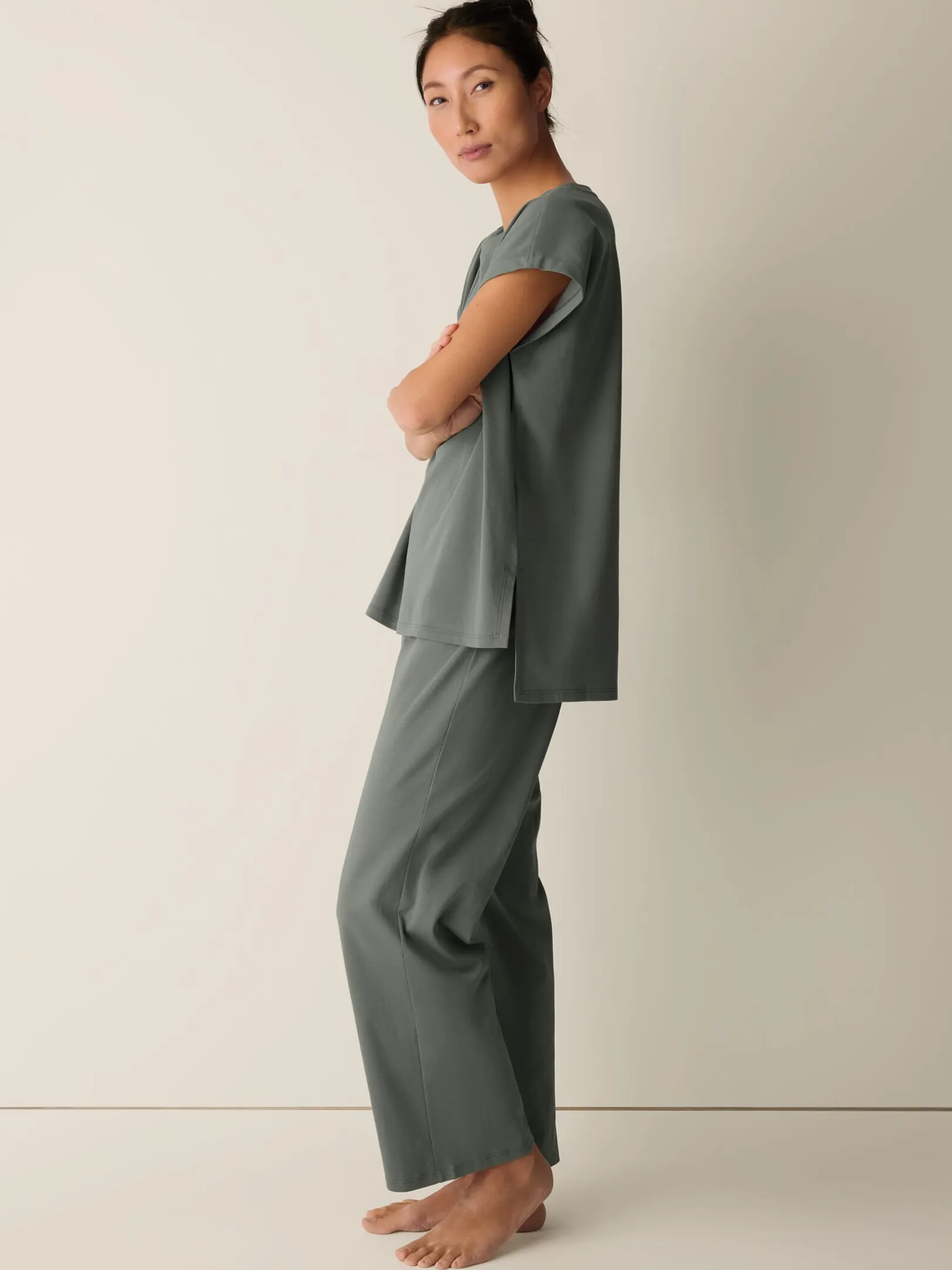 Organic Cotton Interlock Jewel Neck Sleep Tee
