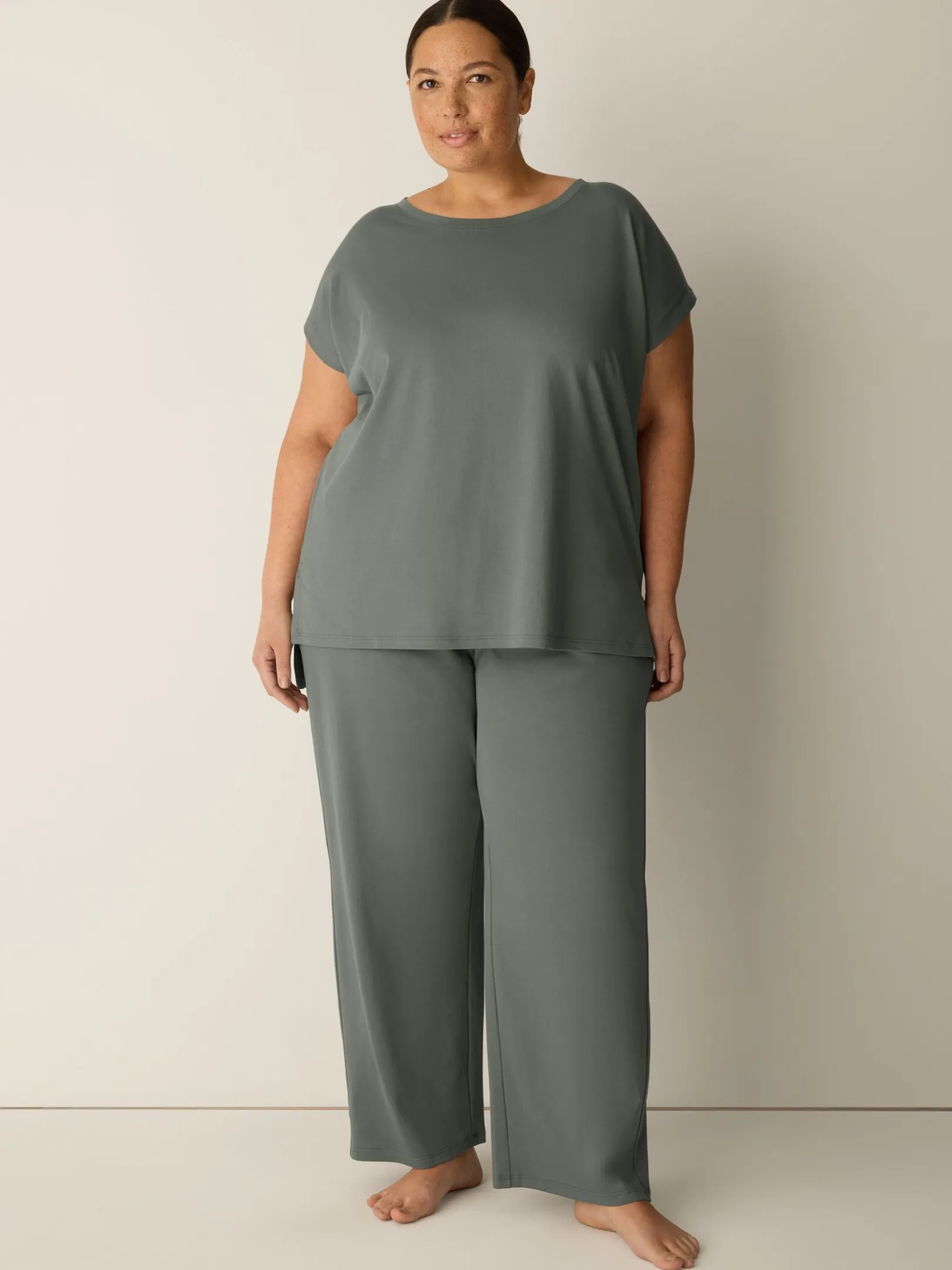 Organic Cotton Interlock Jewel Neck Sleep Tee