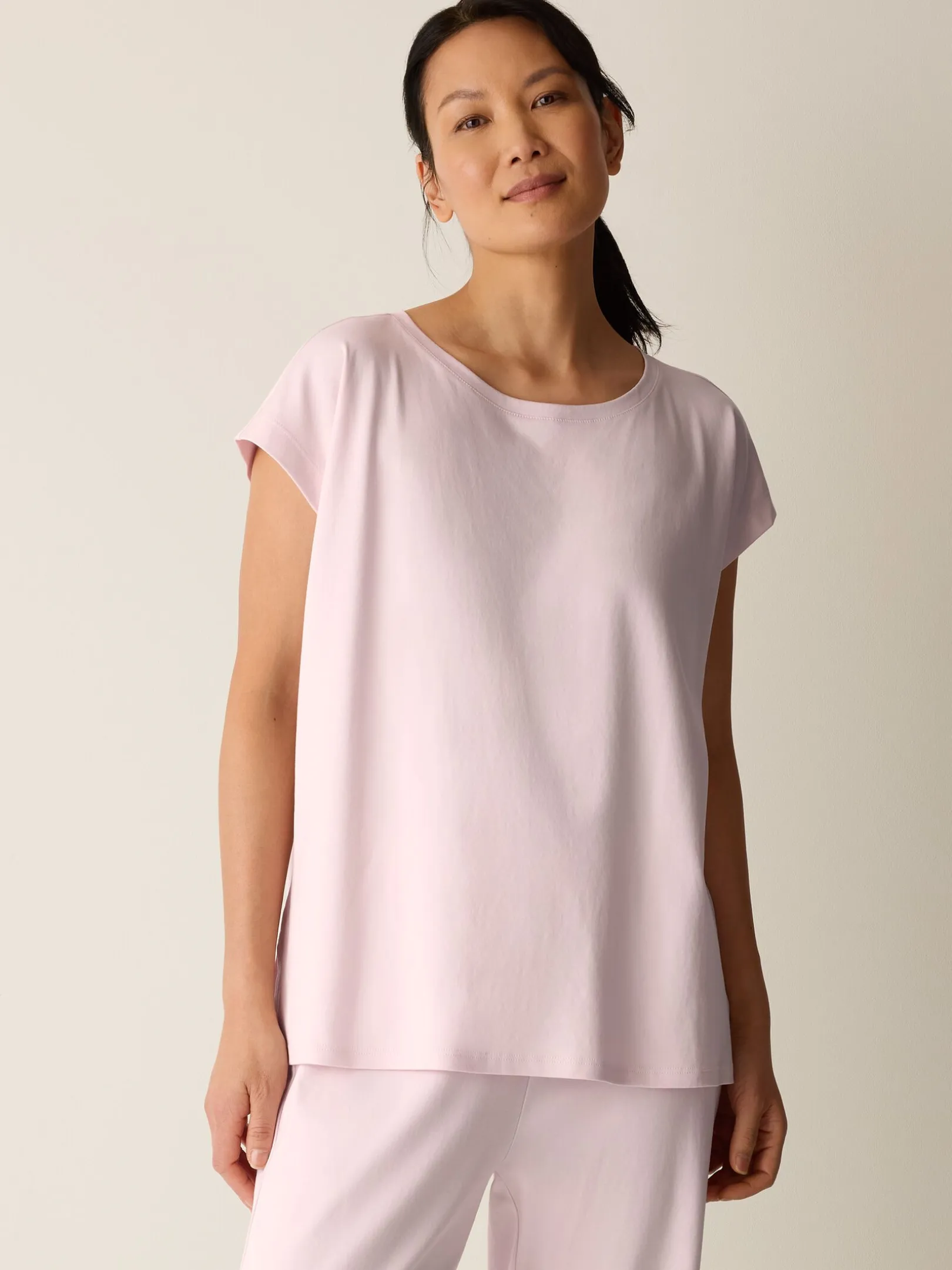Organic Cotton Interlock Jewel Neck Sleep Tee