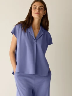 Organic Cotton Interlock Notch Collar Sleep Shirt