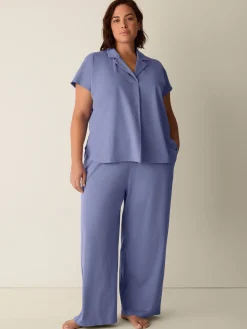 Organic Cotton Interlock Notch Collar Sleep Shirt