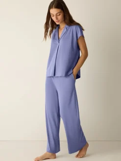 Organic Cotton Interlock Notch Collar Sleep Shirt