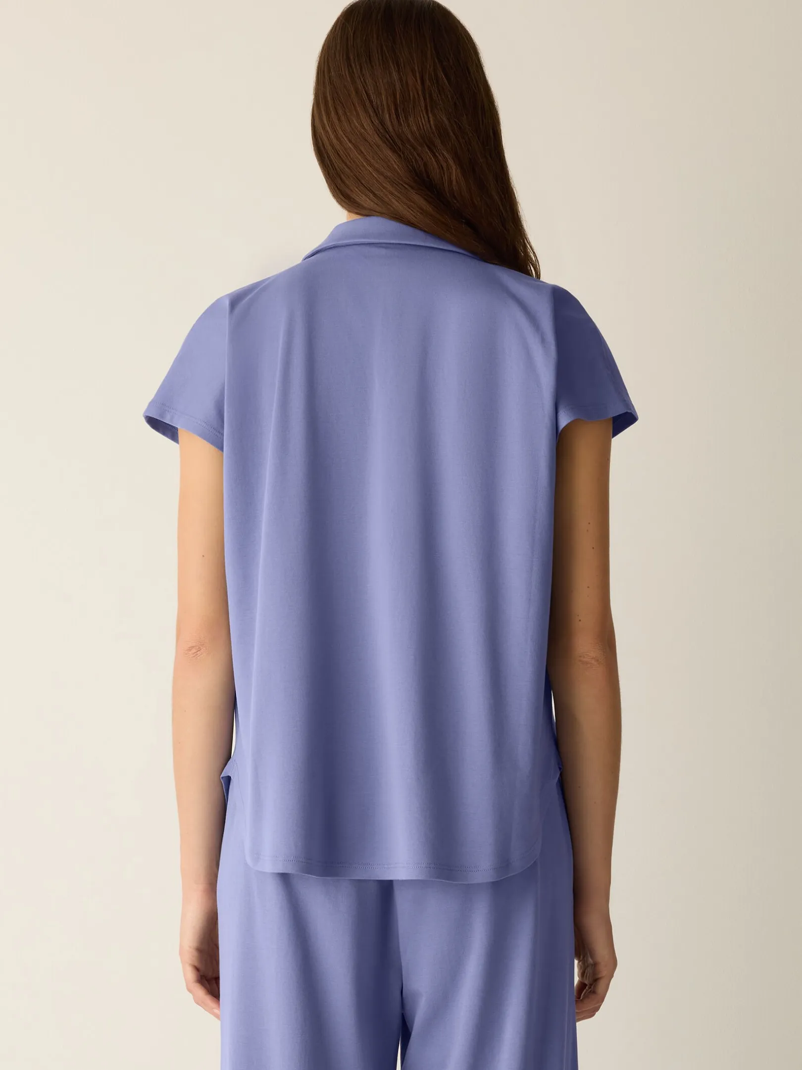 Organic Cotton Interlock Notch Collar Sleep Shirt