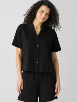Organic Cotton Interlock Notch Collar Sleep Shirt