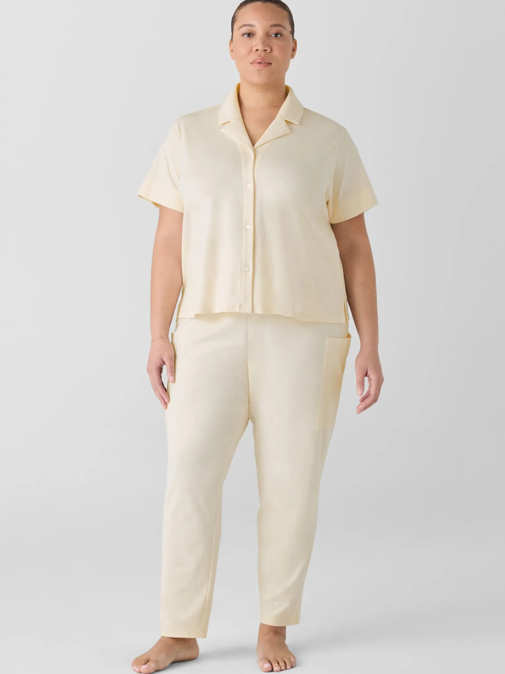 Organic Cotton Interlock Notch Collar Sleep Shirt