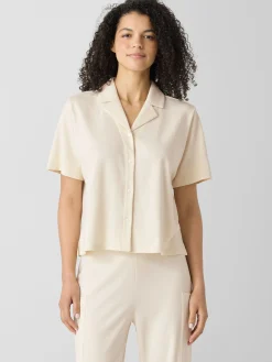Organic Cotton Interlock Notch Collar Sleep Shirt