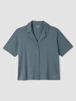 Organic Cotton Interlock Notch Collar Sleep Shirt