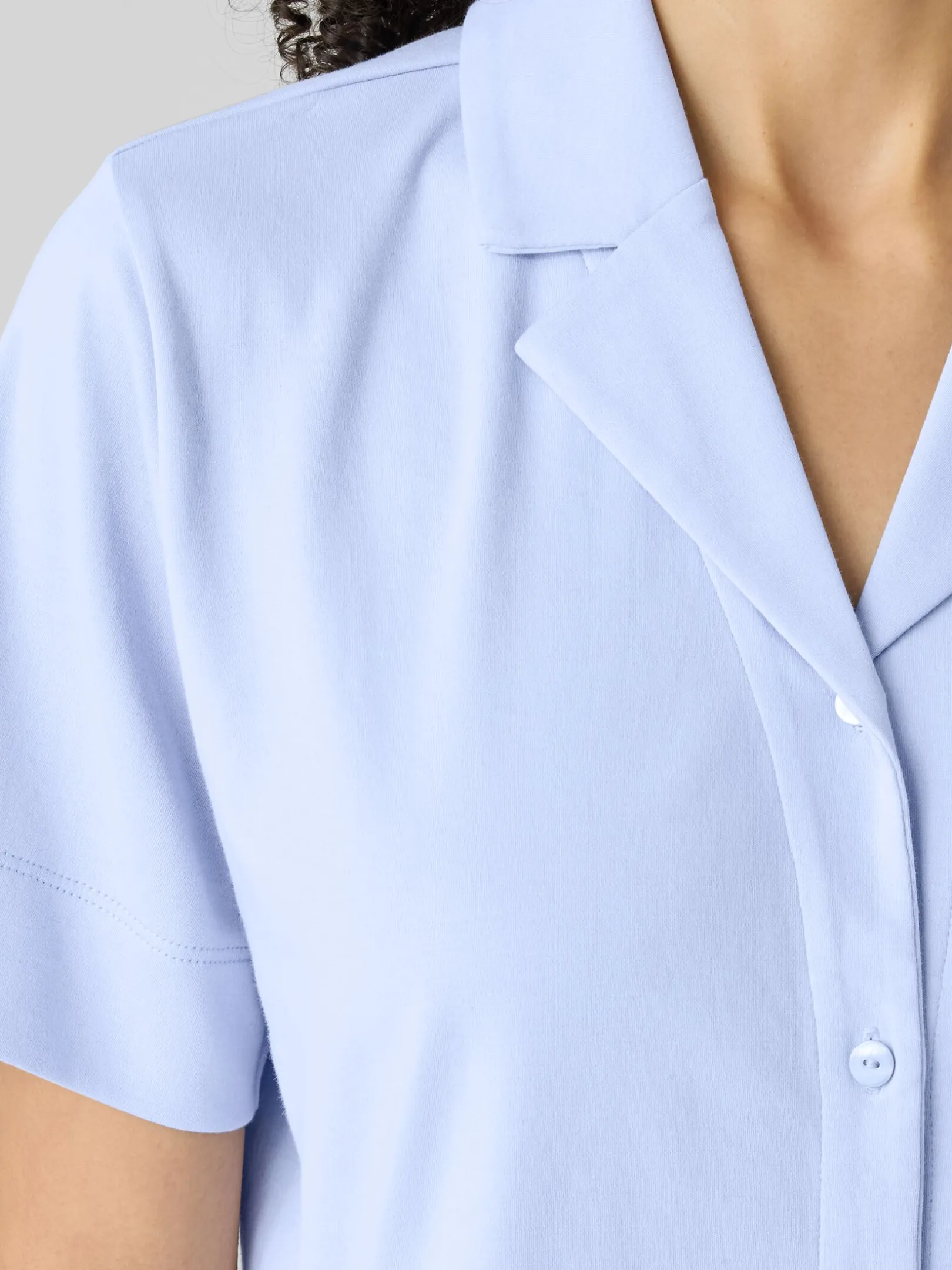 Organic Cotton Interlock Notch Collar Sleep Shirt