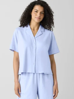 Organic Cotton Interlock Notch Collar Sleep Shirt