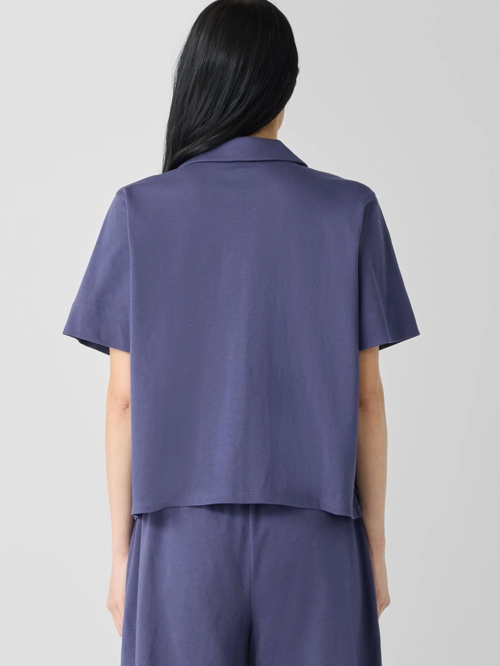 Organic Cotton Interlock Notch Collar Sleep Shirt