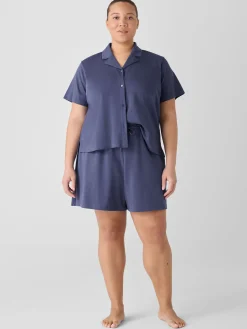 Organic Cotton Interlock Notch Collar Sleep Shirt