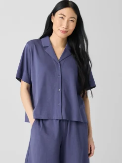Organic Cotton Interlock Notch Collar Sleep Shirt