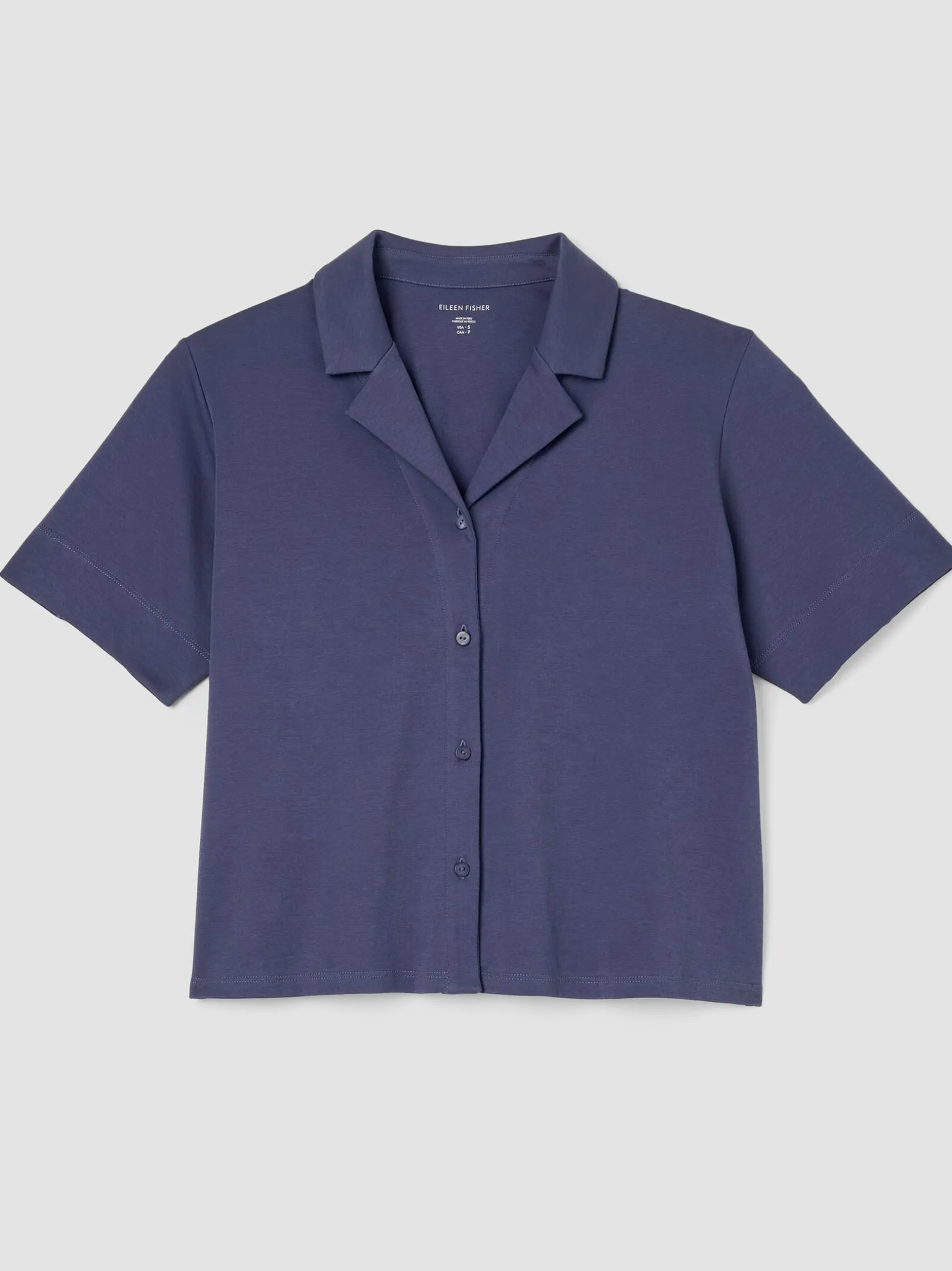 Organic Cotton Interlock Notch Collar Sleep Shirt