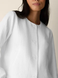 Organic Cotton Jacquard Round Neck Jacket