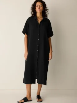 Organic Cotton Lofty Gauze Classic Collar Shirtdress